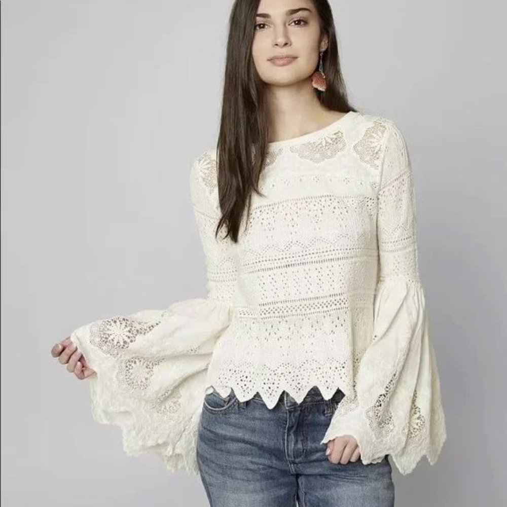 Free People Once Upon a Time Crochet Top | Ivory | Size XS